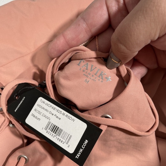 NWT TAVIK [ Medium ] Monahan Lace Up One Piece Swimsuit in Rose Dawn‎ - Picture 12 of 12